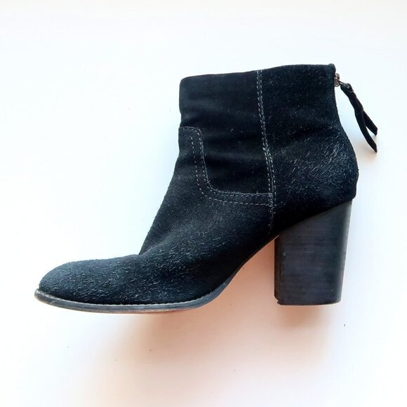 Splendid Anthropologie Black Suede Leather Block Heel Ankle Boots Booties 9.5 - Picture 10 of 15